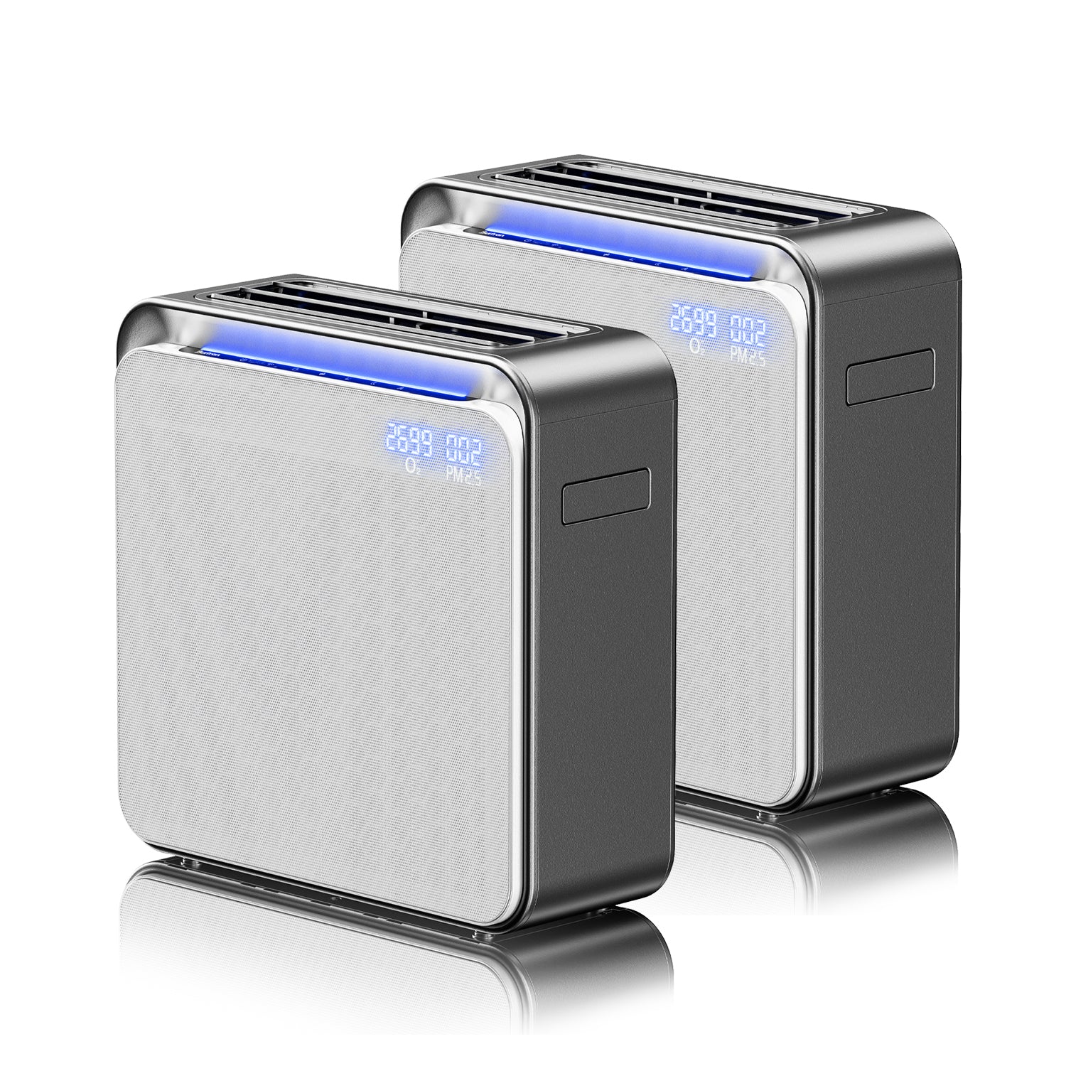 Burtran Nano-Oxy™ HEPA 14 Air Purifier for Home, up to 1,360 ft²/h, with air quality display, balanced 5-stage PM2.5 and TVOC filtration, eliminates 99.995% micro pollutants, Wi-Fi, 120V AC （2 Pack）