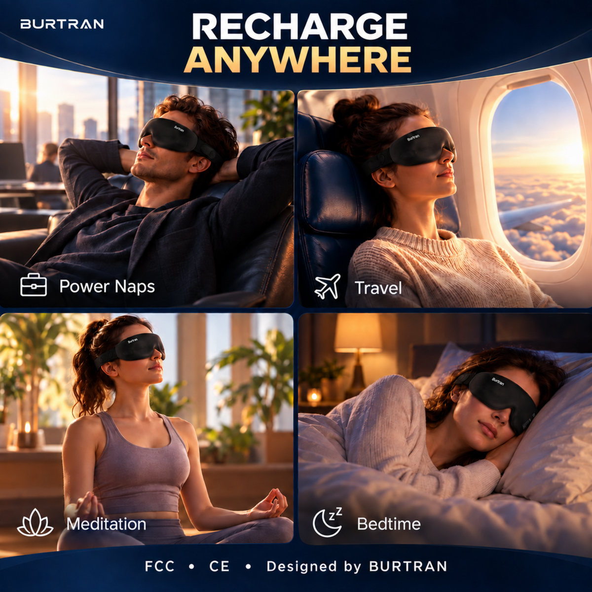 BURTRAN Recharge Mask-AI Sleep Mask with Bluetooth Headphones, Smart Heated Eye Mask，Pilot Production Run