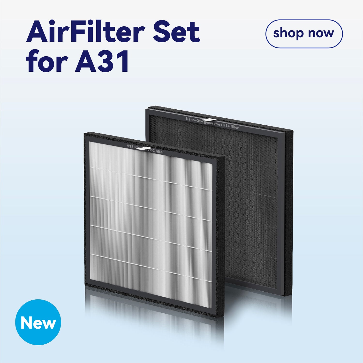 Burtran Replacement Air Filter Set for Nano-Oxy A31/A32 Purifiers: H12 HEPA + TVOC Filter + Medical Grade HEPA 14 - Balanced PM2.5 & Odor Removal