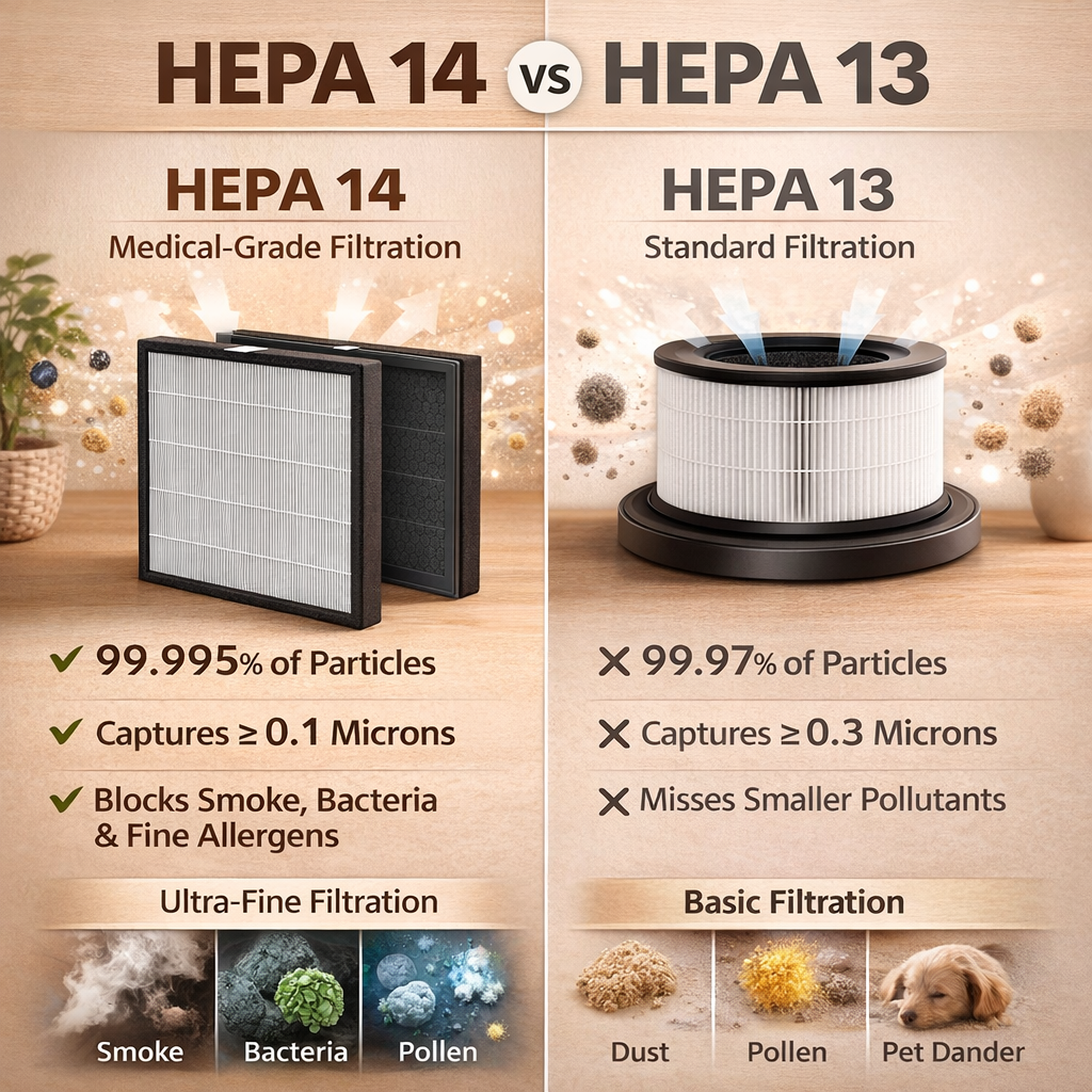 BURTRAN A31 H14 HEPA Air Purifier for Home Large Room Bedroom up to 1360ft²,Ultra-Quiet Sleep Modes, Nano-Oxy Negative Ions,PM2.5 & TVOC Smart Monitor, 5-Stage Filtration,WiFi,Sleep Support
